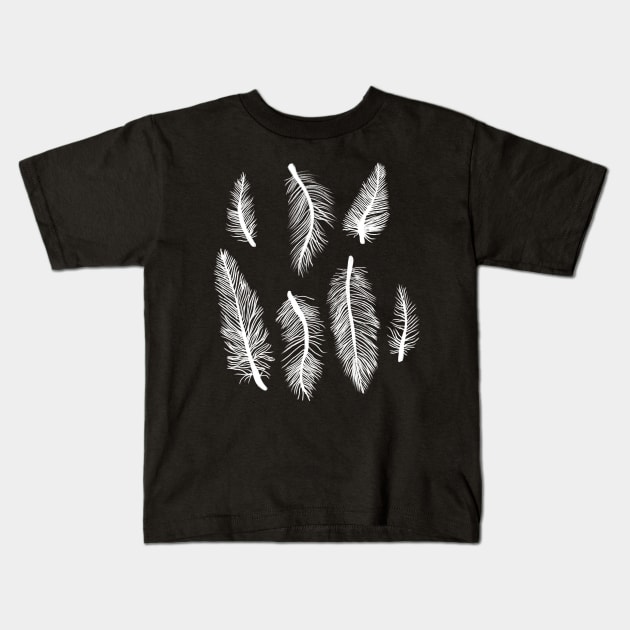Feather Print Shirt Boho Goth Punk Nature Witchy Kids T-Shirt by LunaElizabeth